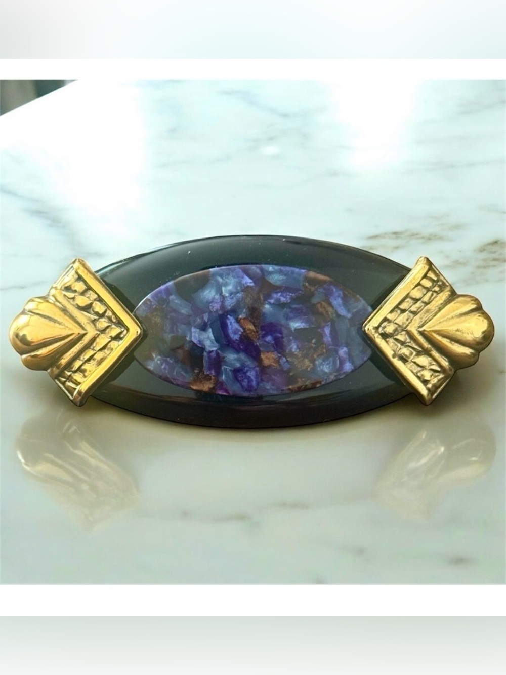 Vintage 1980’s XL French Barrette Hair Clip, Loud, Bold and Fabulous! Unworn, 4”
